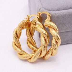 Twisted Gold Plated Hoop Earrings
